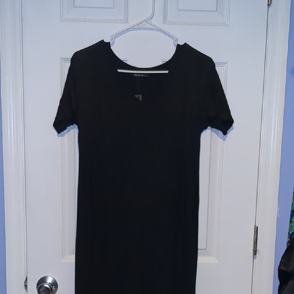 Black Short Sleeve Maxi Dress
